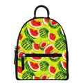 Lime Green Watermelon Pattern Print Leather Backpack