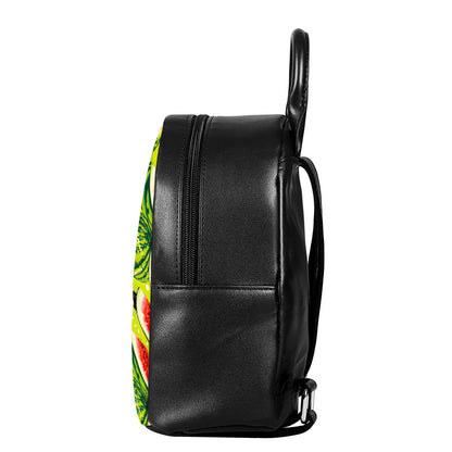 Lime Green Watermelon Pattern Print Leather Backpack