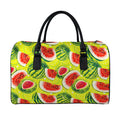 Lime Green Watermelon Pattern Print Leather Duffel Bag
