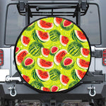 Lime Green Watermelon Pattern Print Leather Spare Tire Cover