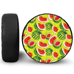 Lime Green Watermelon Pattern Print Leather Spare Tire Cover