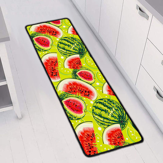 Lime Green Watermelon Pattern Print Long Kitchen Mat
