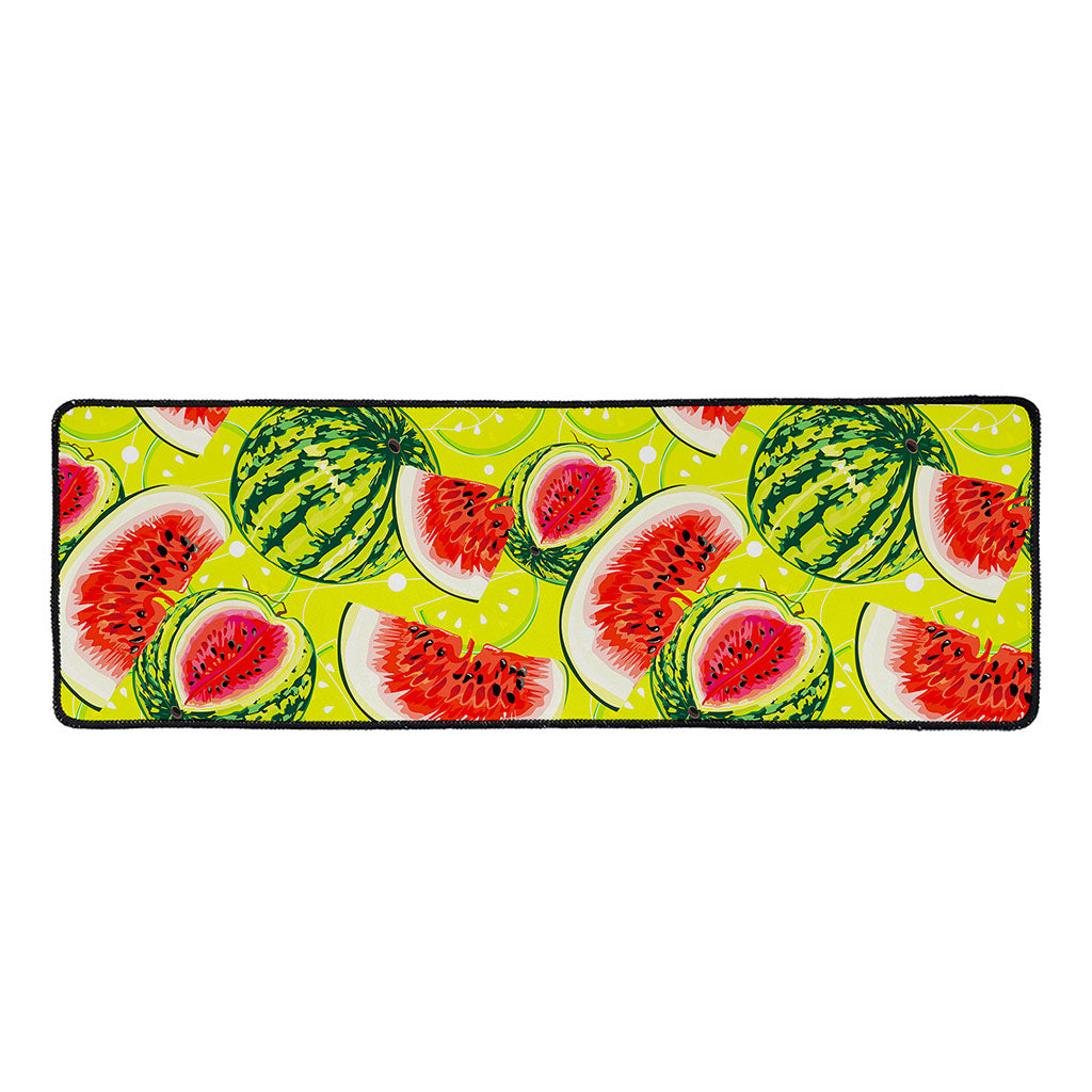 Lime Green Watermelon Pattern Print Long Kitchen Mat