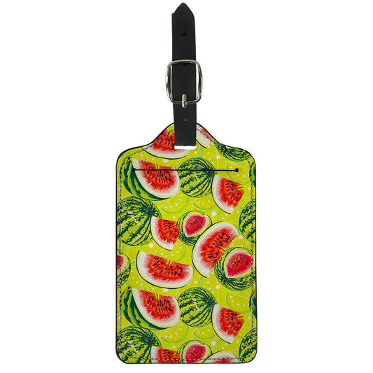 Lime Green Watermelon Pattern Print Luggage Tag