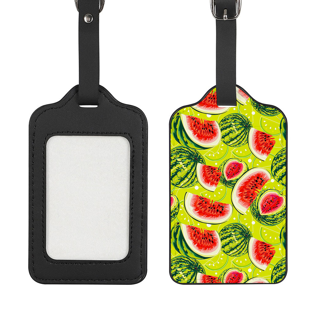 Lime Green Watermelon Pattern Print Luggage Tag