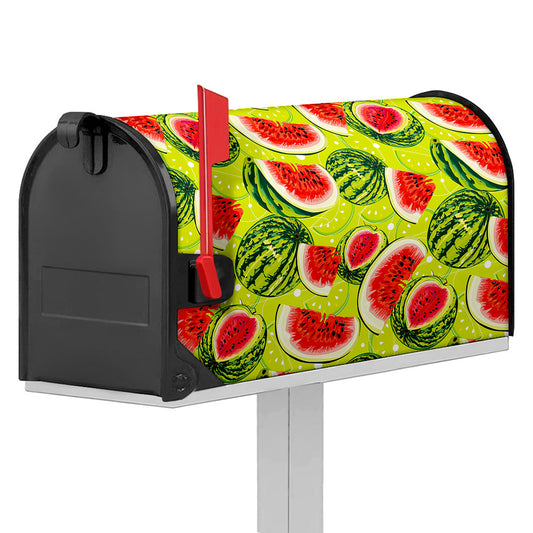 Lime Green Watermelon Pattern Print Mailbox Cover