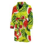 Lime Green Watermelon Pattern Print Men's Bathrobe