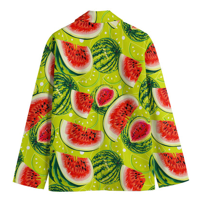 Lime Green Watermelon Pattern Print Men's Blazer