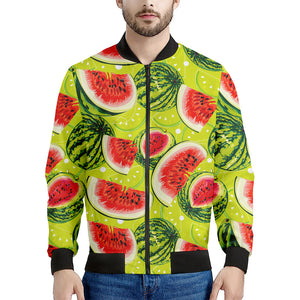 Lime Green Watermelon Pattern Print Men's Bomber Jacket
