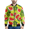 Lime Green Watermelon Pattern Print Men's Bomber Jacket