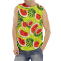 Lime Green Watermelon Pattern Print Men's Fitness Tank Top