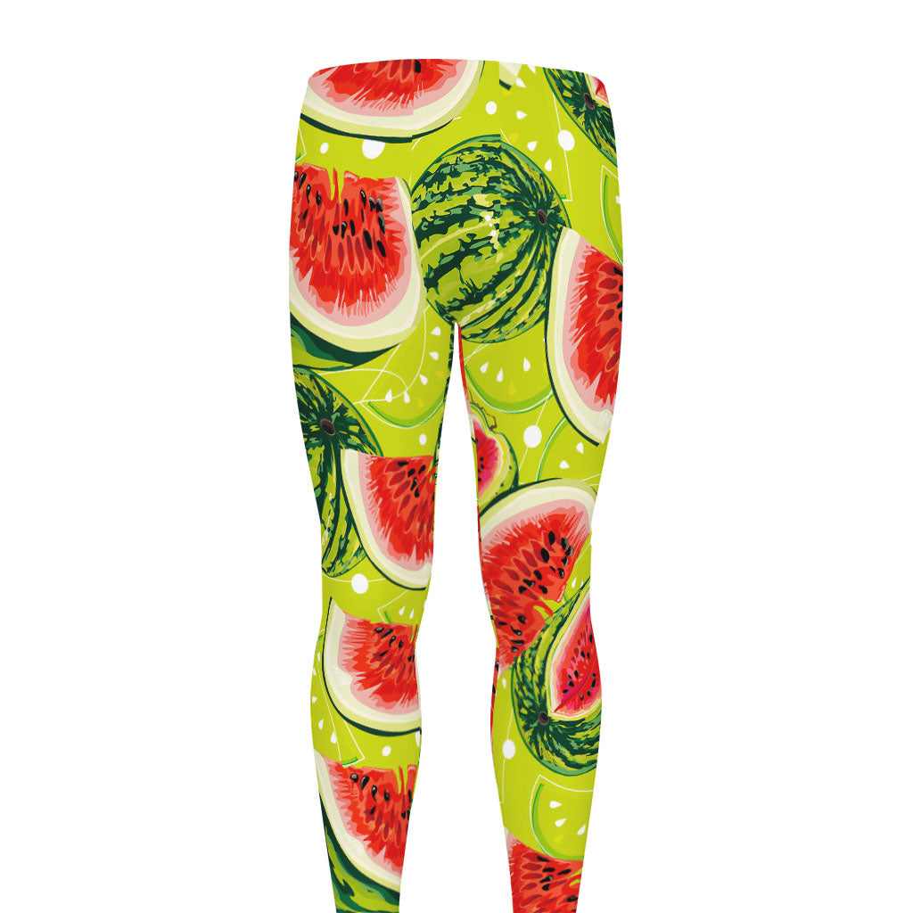 Lime Green Watermelon Pattern Print Men's leggings