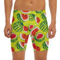 Lime Green Watermelon Pattern Print Men's Long Boxer Briefs