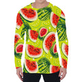 Lime Green Watermelon Pattern Print Men's Long Sleeve T-Shirt