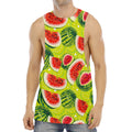 Lime Green Watermelon Pattern Print Men's Muscle Tank Top