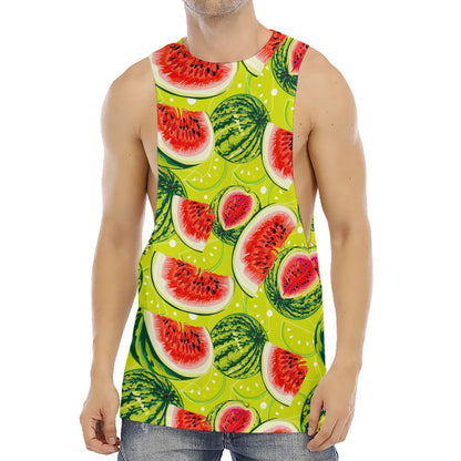 Lime Green Watermelon Pattern Print Men's Muscle Tank Top