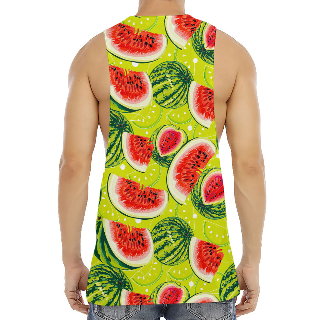 Lime Green Watermelon Pattern Print Men's Muscle Tank Top