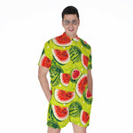 Lime Green Watermelon Pattern Print Men's Rompers
