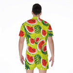 Lime Green Watermelon Pattern Print Men's Rompers