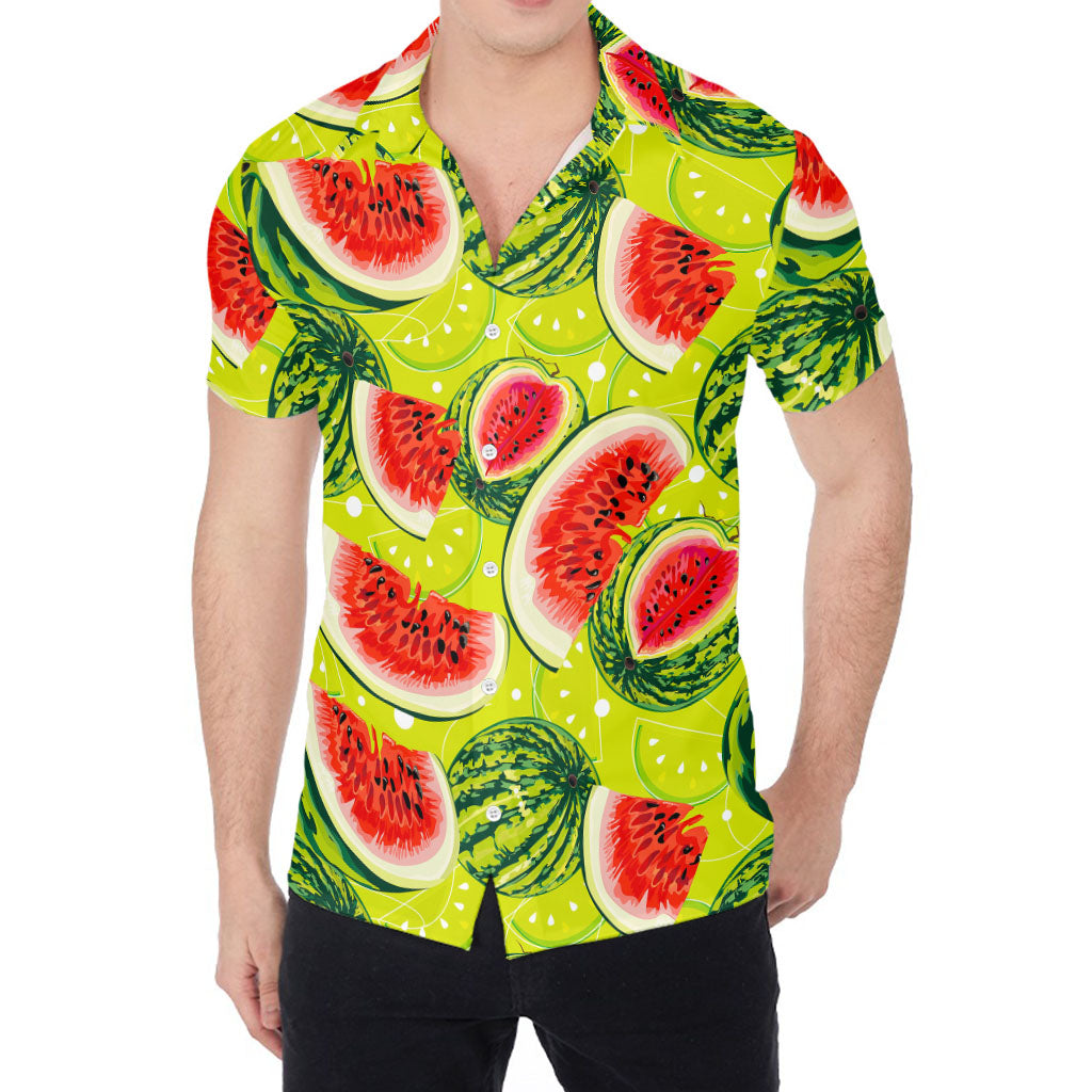 Lime Green Watermelon Pattern Print Men's Shirt
