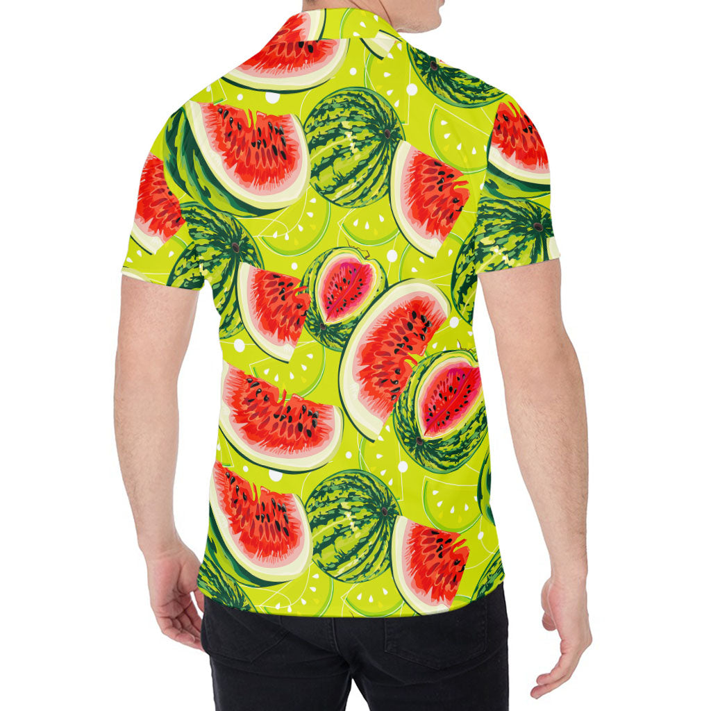 Lime Green Watermelon Pattern Print Men's Shirt