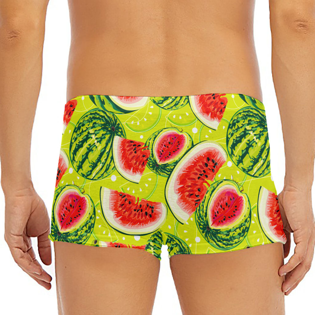 Lime Green Watermelon Pattern Print Men's Short Boxer Briefs
