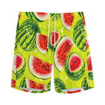 Lime Green Watermelon Pattern Print Men's Sports Shorts