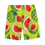 Lime Green Watermelon Pattern Print Men's Sports Shorts