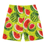 Lime Green Watermelon Pattern Print Men's Swim Trunks