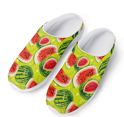 Lime Green Watermelon Pattern Print Mesh Casual Shoes