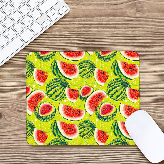 Lime Green Watermelon Pattern Print Mouse Pad