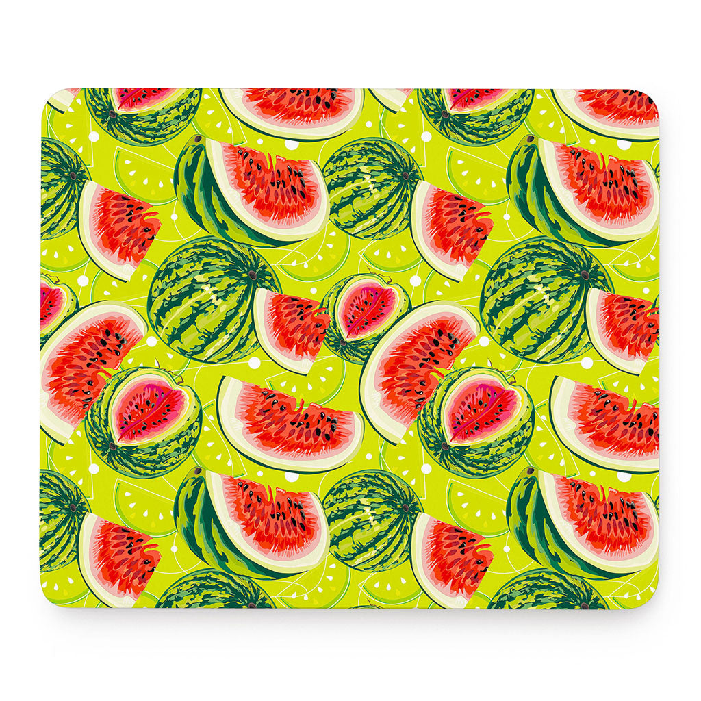 Lime Green Watermelon Pattern Print Mouse Pad