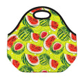 Lime Green Watermelon Pattern Print Neoprene Lunch Bag