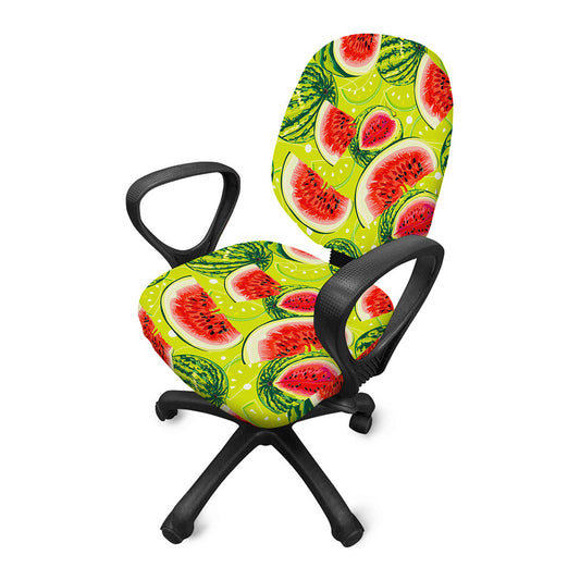 Lime Green Watermelon Pattern Print Office Chair Cover