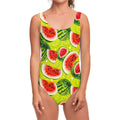 Lime Green Watermelon Pattern Print One Piece Swimsuit