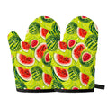 Lime Green Watermelon Pattern Print Oven Mitts