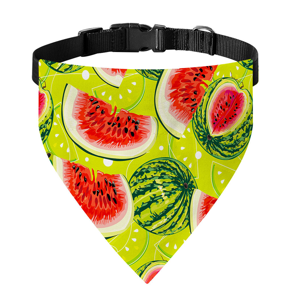 Lime Green Watermelon Pattern Print Over The Collar Dog Bandana