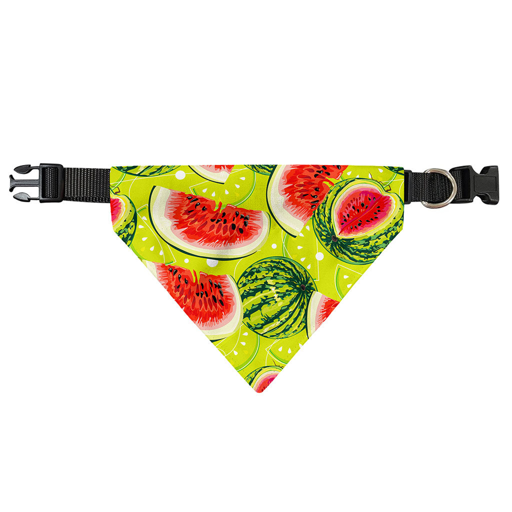 Lime Green Watermelon Pattern Print Over The Collar Dog Bandana