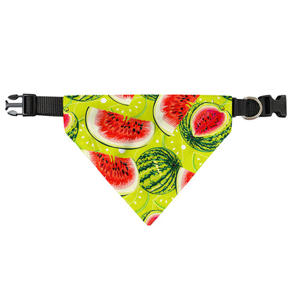 Lime Green Watermelon Pattern Print Over The Collar Dog Bandana