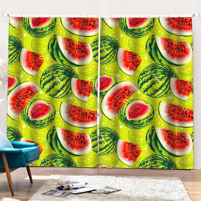 Lime Green Watermelon Pattern Print Pencil Pleat Curtains