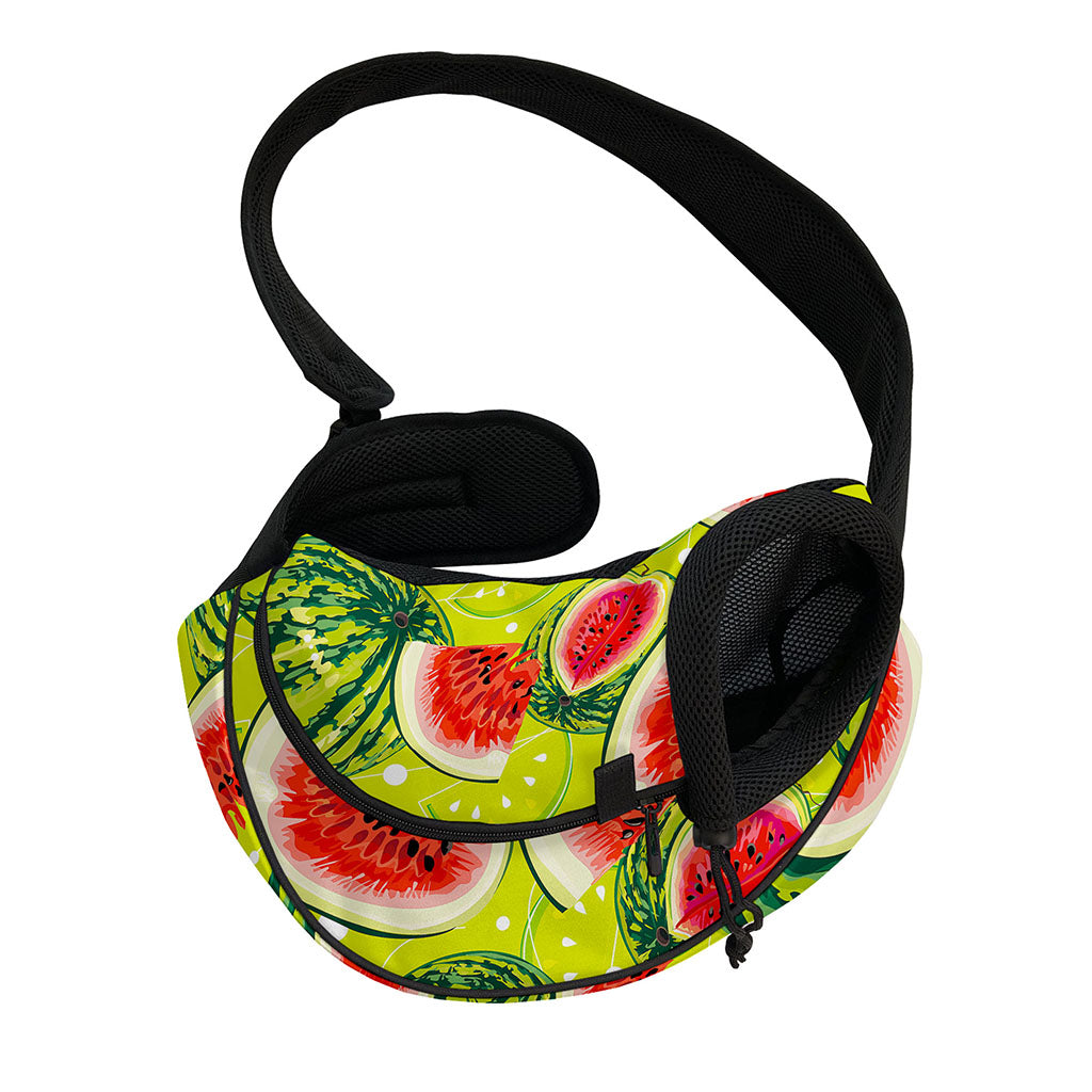 Lime Green Watermelon Pattern Print Pet Sling Carrier
