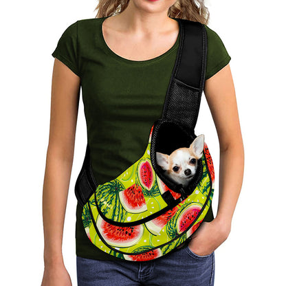 Lime Green Watermelon Pattern Print Pet Sling Carrier