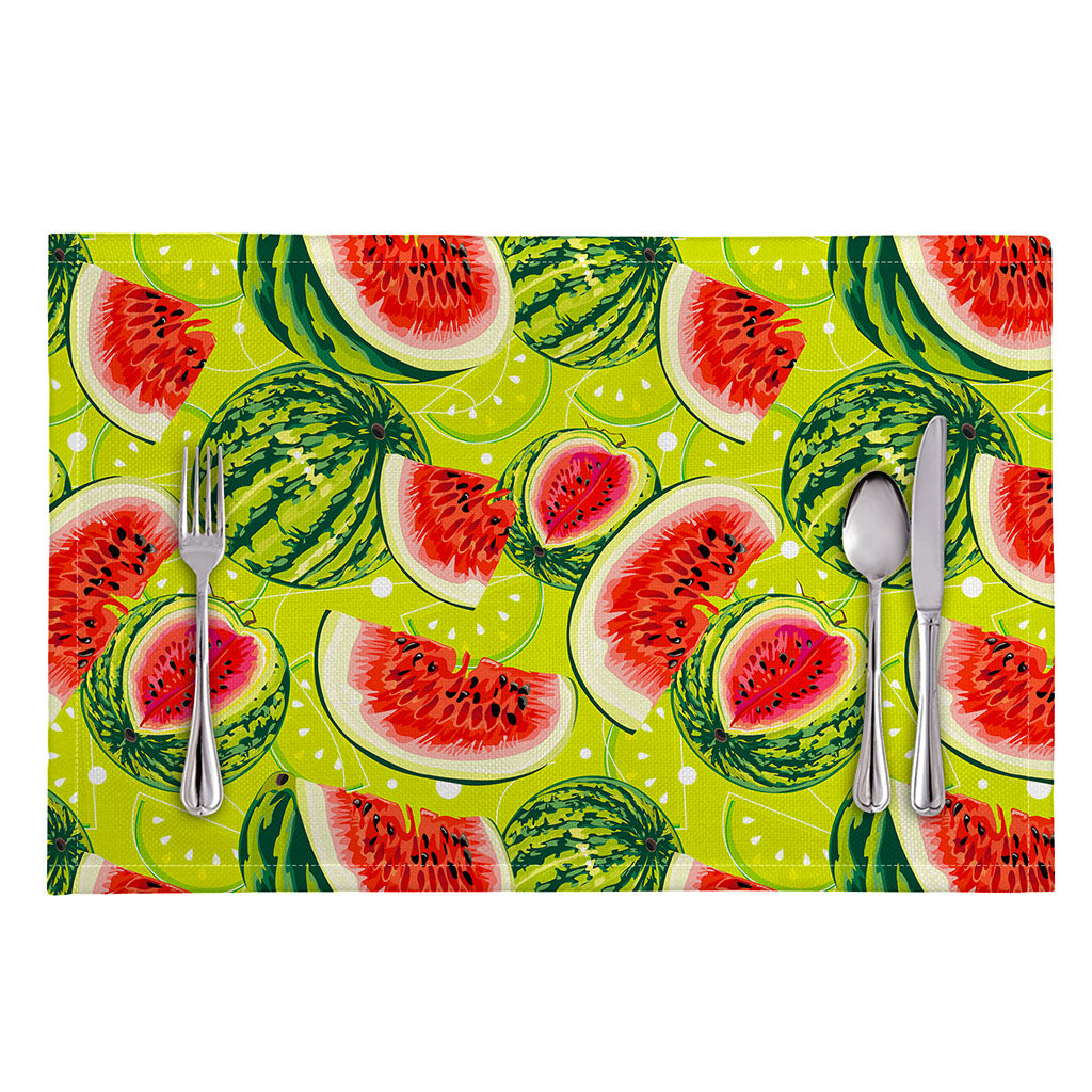 Lime Green Watermelon Pattern Print Placemat