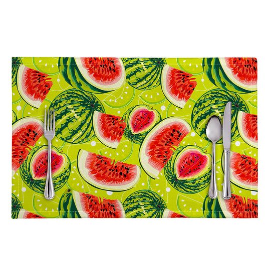 Lime Green Watermelon Pattern Print Placemat