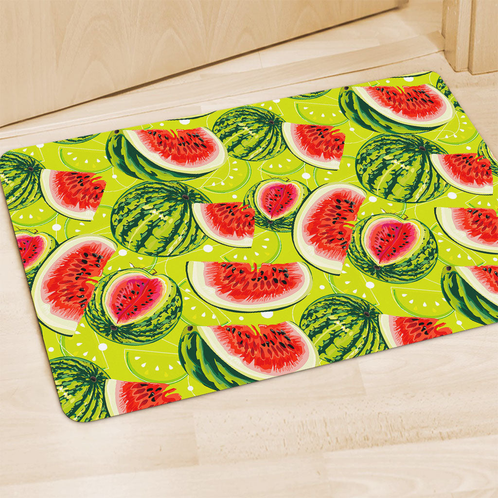 Lime Green Watermelon Pattern Print Polyester Doormat