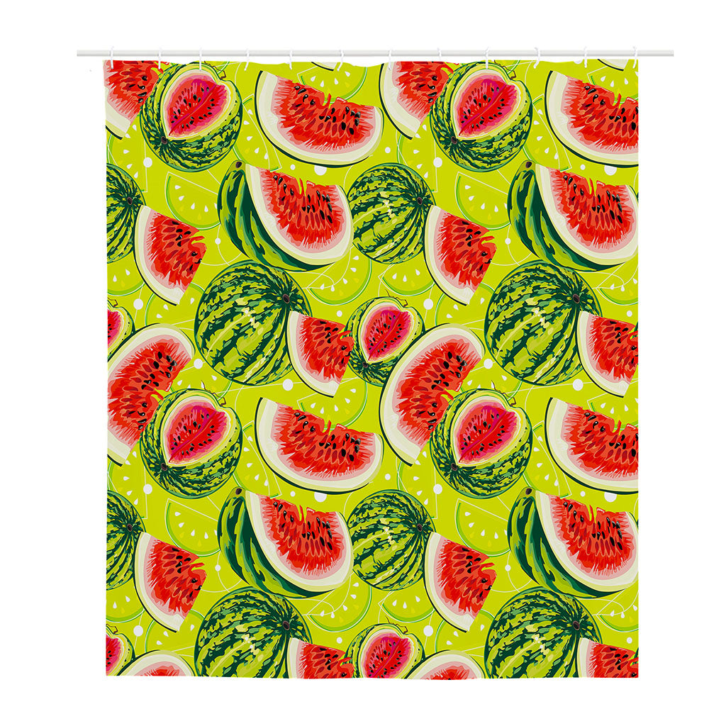 Lime Green Watermelon Pattern Print Polyester Shower Curtain