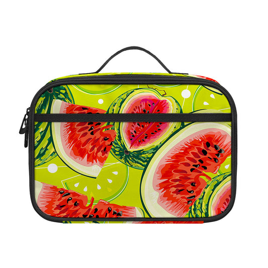 Lime Green Watermelon Pattern Print Portable Lunch Bag
