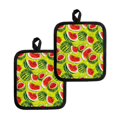 Lime Green Watermelon Pattern Print Pot Holders