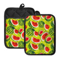 Lime Green Watermelon Pattern Print Pot Holders With Pocket
