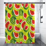 Lime Green Watermelon Pattern Print Premium Shower Curtain